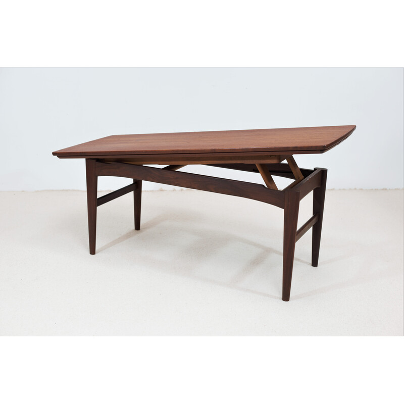 Vintage teak metamorphic coffee table by Niels Bach