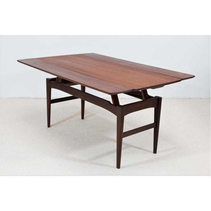 Vintage teak metamorphic coffee table by Niels Bach