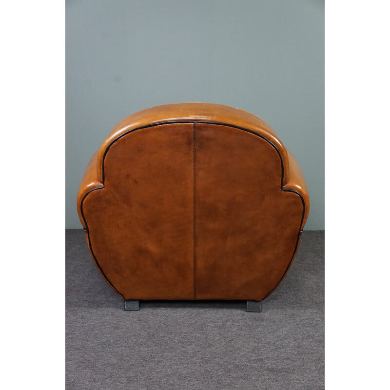 Vintage exclusive sheep leather Art Deco armchair by Bart van Bekhoven