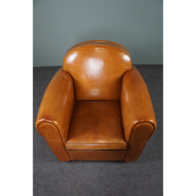 Vintage exclusive sheep leather Art Deco armchair by Bart van Bekhoven