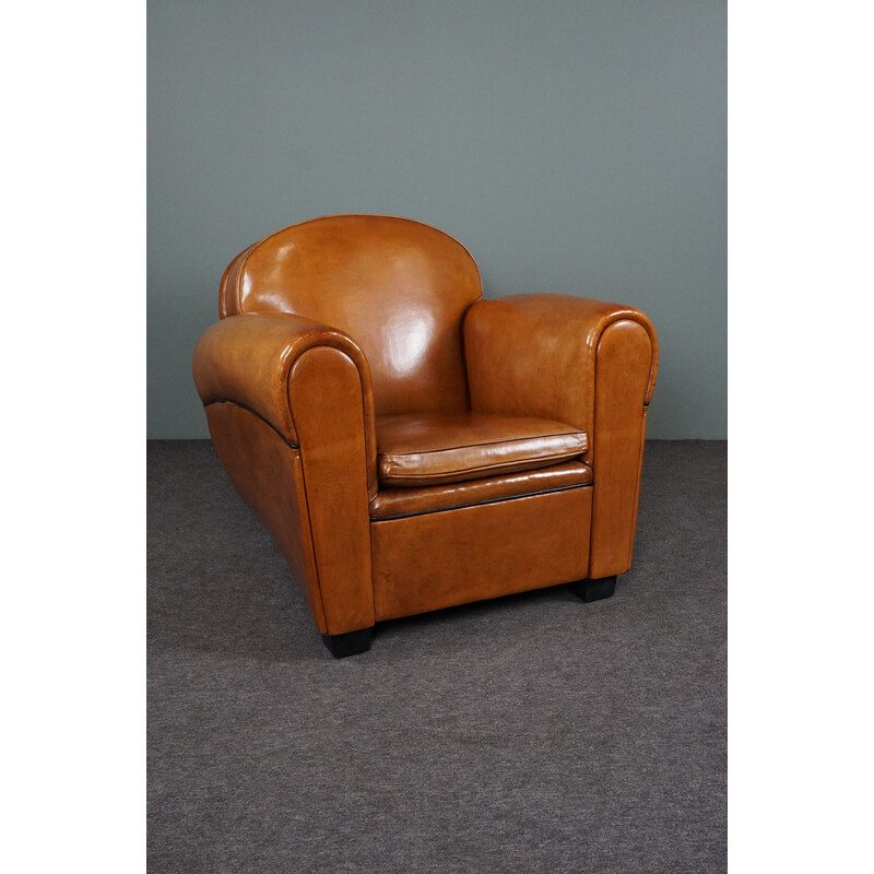 Vintage exclusive sheep leather Art Deco armchair by Bart van Bekhoven