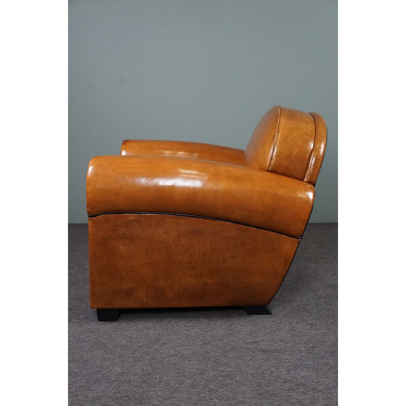 Vintage exclusive sheep leather Art Deco armchair by Bart van Bekhoven