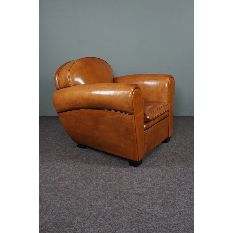 Cadeira de couro de ovelha Art Deco exclusiva Vintage por Bart van Bekhoven