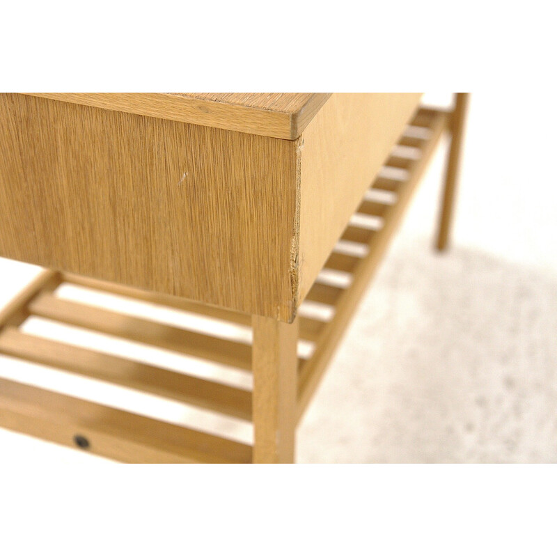 Scandinavian vintage oakwood console by Sigurd Göransson for Nybro Fabriken, Sweden 1960