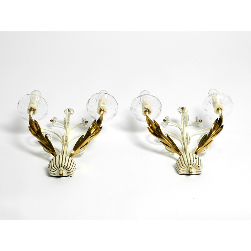 Pair of vintage brass wall lamps by Vereinigte Werkstätten, Germany 1950s