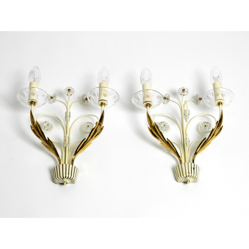 Pair of vintage brass wall lamps by Vereinigte Werkstätten, Germany 1950s