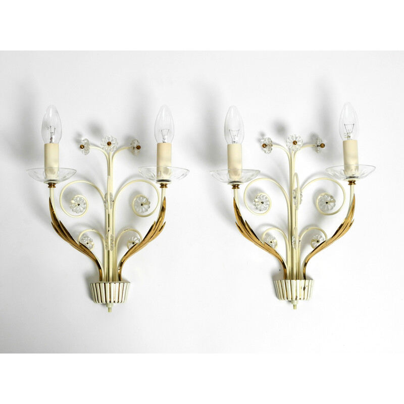 Pair of vintage brass wall lamps by Vereinigte Werkstätten, Germany 1950s