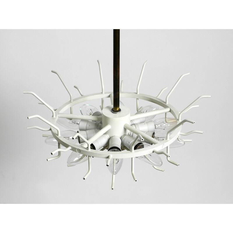 Vintage Tulipan ice glass ball pendant lamp by J. T. Kalmar Franken, Austria 1960s