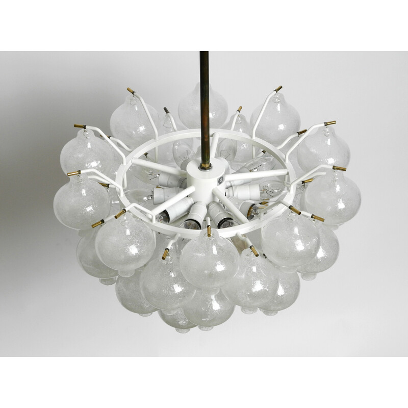 Vintage Tulipan ice glass ball pendant lamp by J. T. Kalmar Franken, Austria 1960s