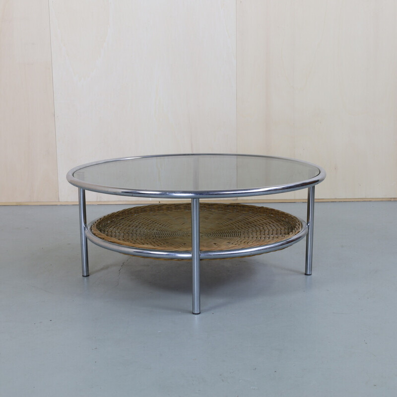 Vintage coffee table in chrome and glass