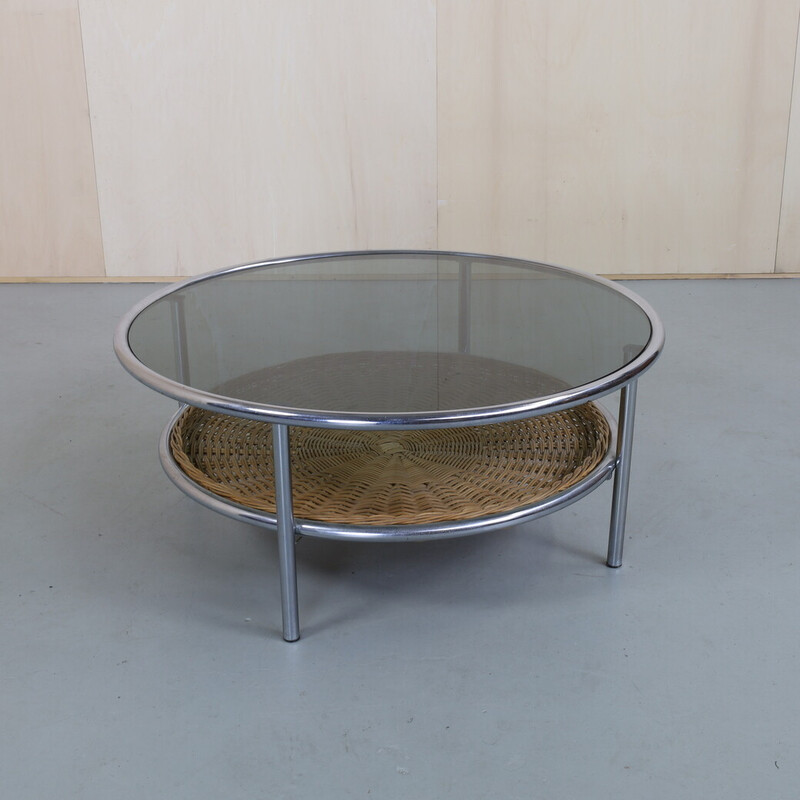 Vintage coffee table in chrome and glass