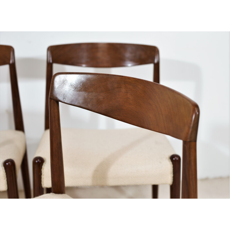 Set di 4 sedie vintage danesi in noce e lana
