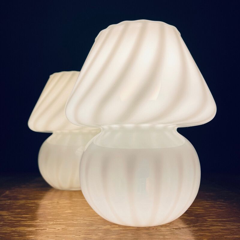 Paar Tischlampen aus Muranoglas Mushroom, Italien 1970er Jahre