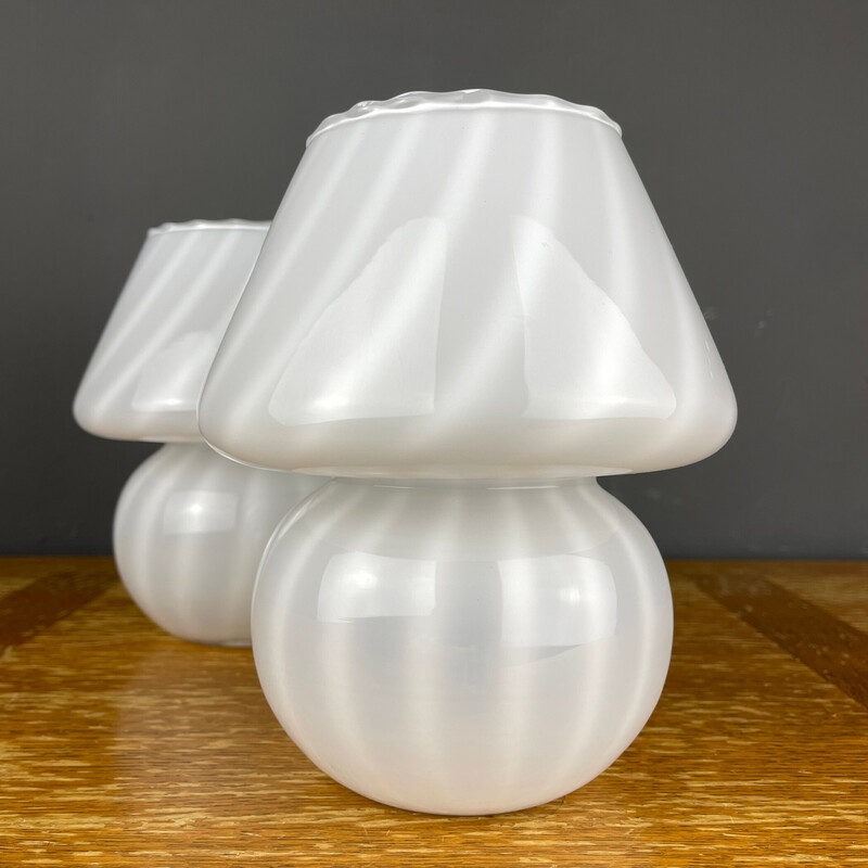 Pair of vintage Murano glass table lamps Mushroom, Italy 1970s