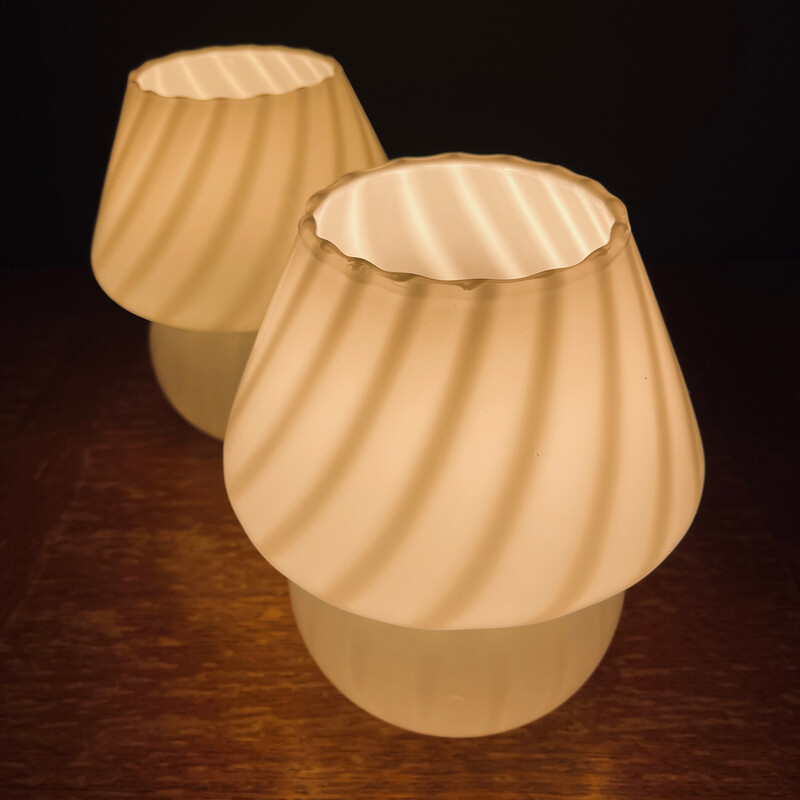 Coppia di lampade da tavolo vintage in vetro di Murano Fungo, Italia anni '70