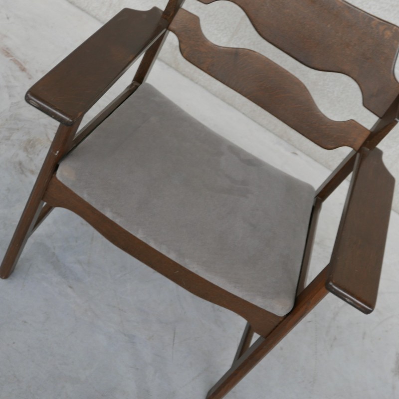 Midden-eeuwse Deense eikenhouten Razor fauteuil van Henning Kjaernulf, 1960