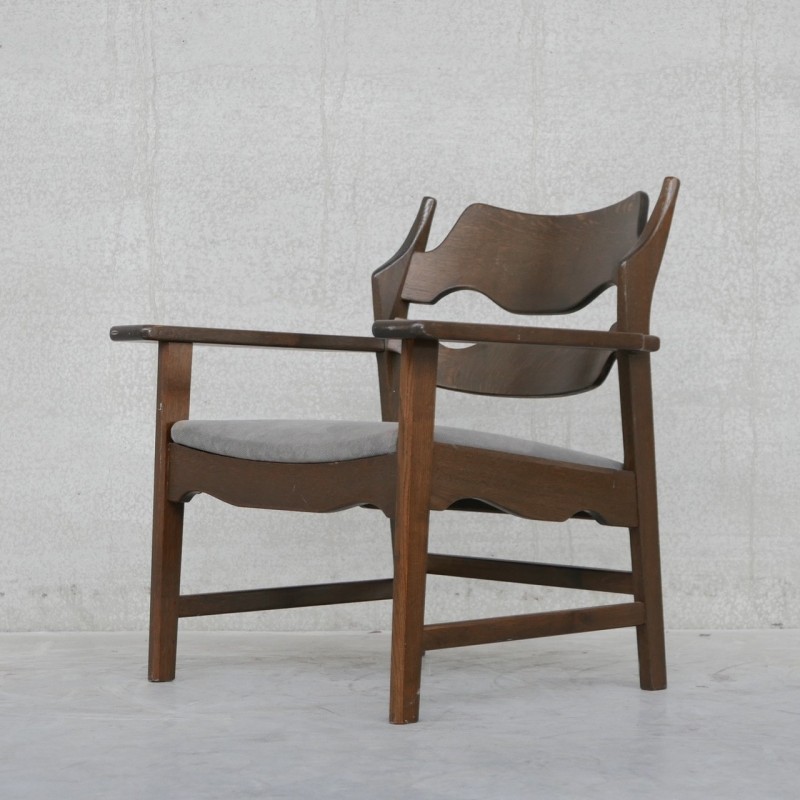 Midden-eeuwse Deense eikenhouten Razor fauteuil van Henning Kjaernulf, 1960