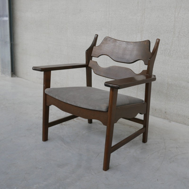 Mid-century Danish oakwood Razor armchair by Henning Kjaernulf, 1960s