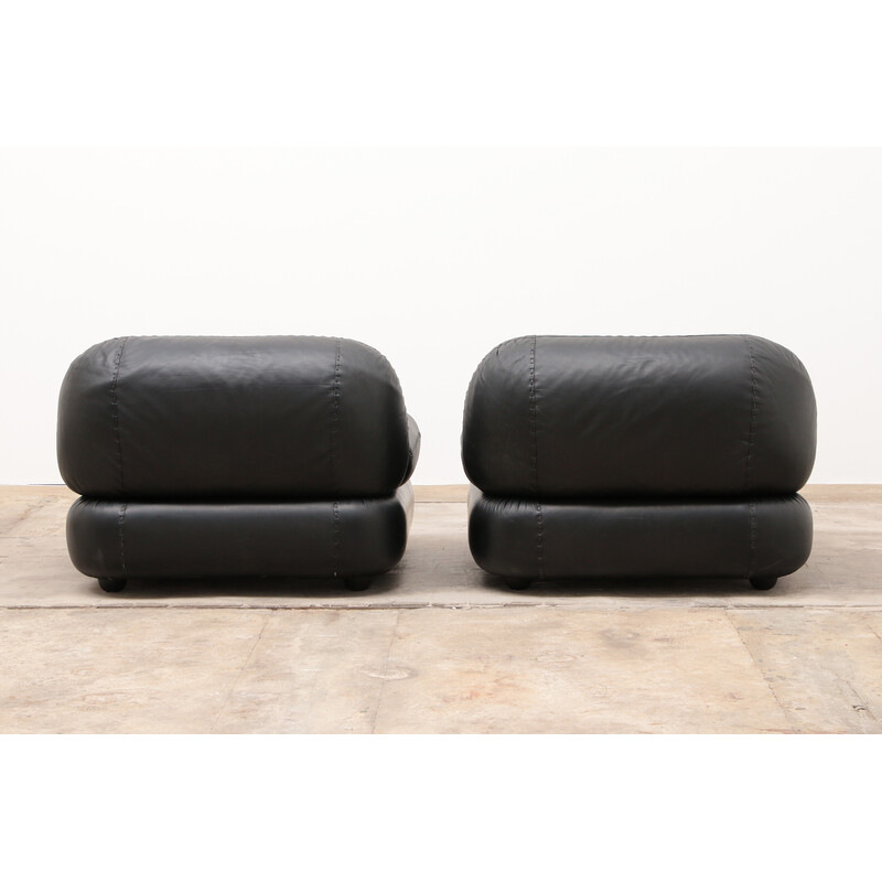 Pair of vintage armchairs in leather by Sapporo for Mobil Girgi, Italy 1970