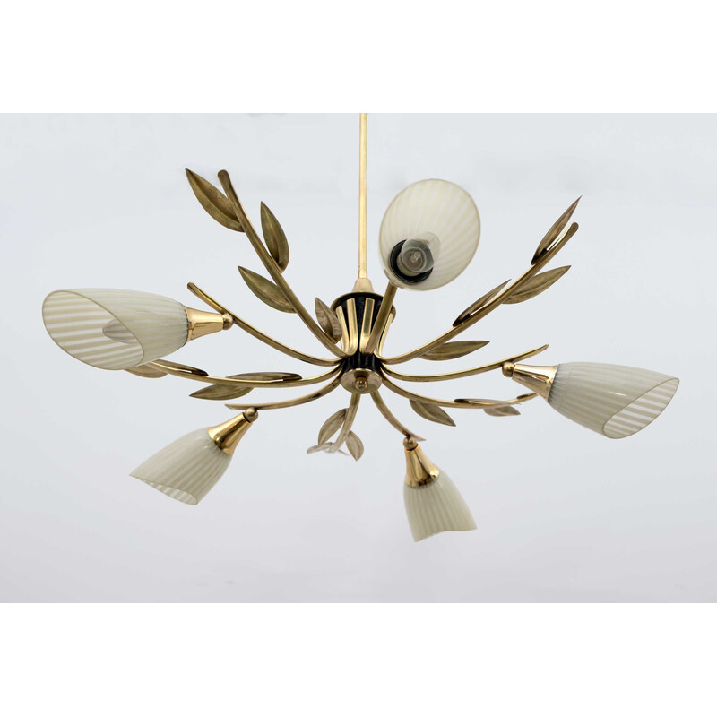 Mid-century Italian brass and glass chandelier, 1960s