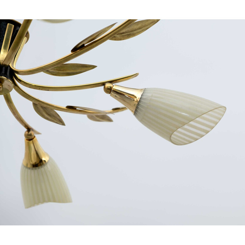 Mid-century Italian brass and glass chandelier, 1960s