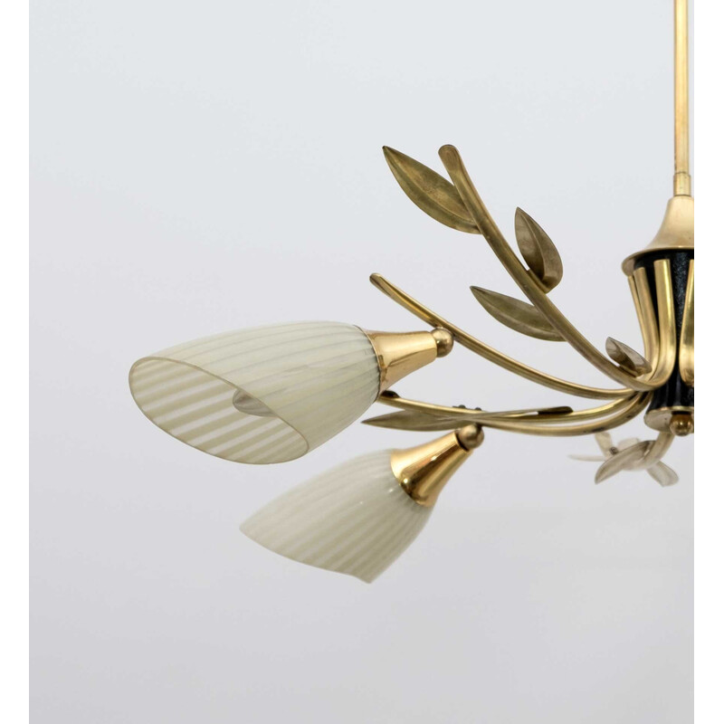 Mid-century Italian brass and glass chandelier, 1960s