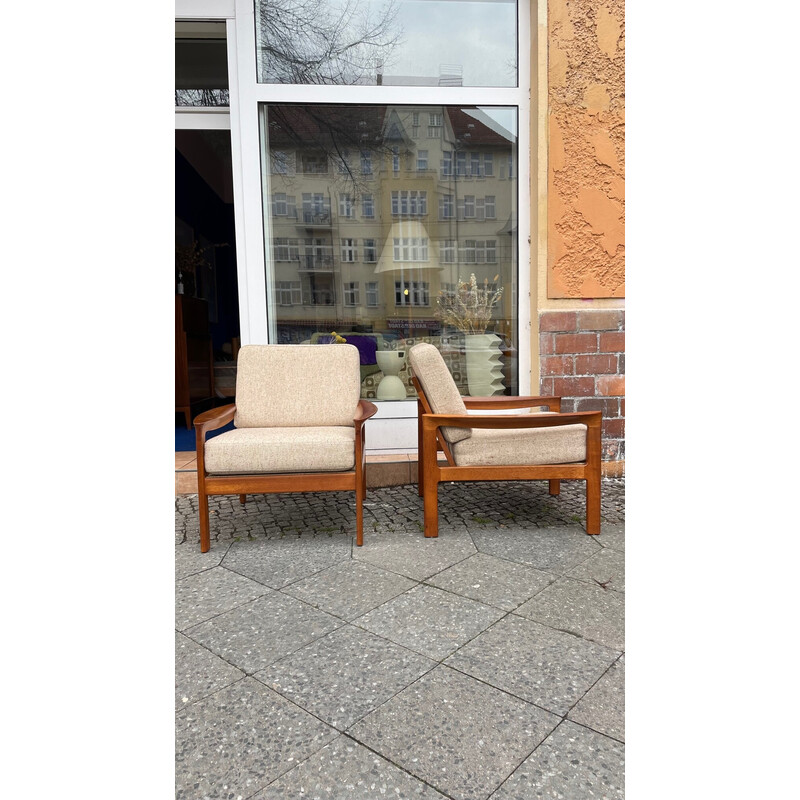 Pair of vintage Danish Scandinavian teak armchairs by Sven Ellekaer for Komfort, 1960