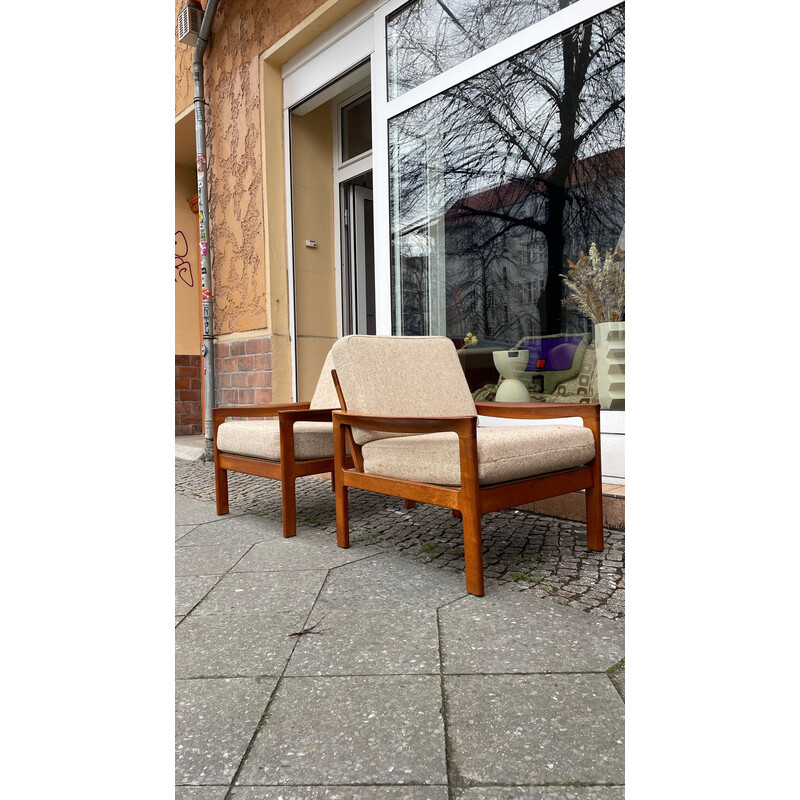 Pair of vintage Danish Scandinavian teak armchairs by Sven Ellekaer for Komfort, 1960