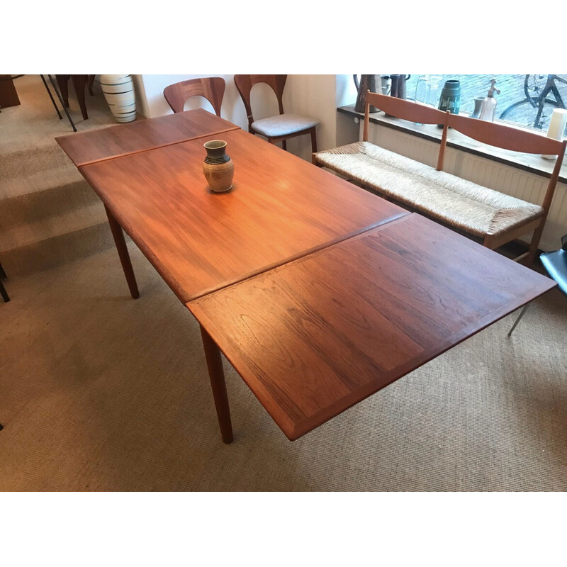 Table scandinave vintage en teck et palissandre avec rallonges par Niels Otto pour Møller H. Sigh et Søn