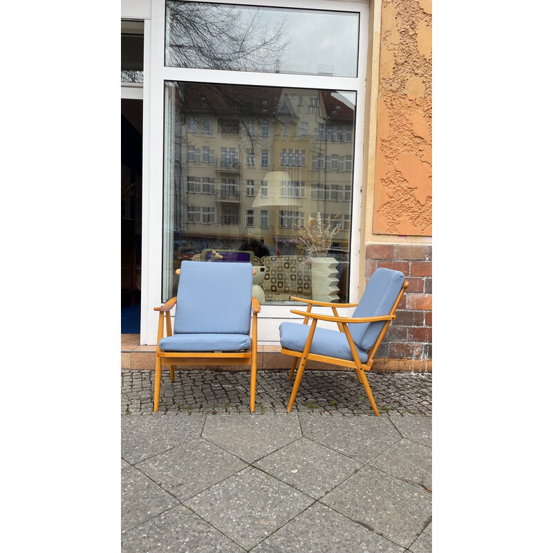 Paar Scandinavische vintage Deense teakhouten fauteuils, 1970