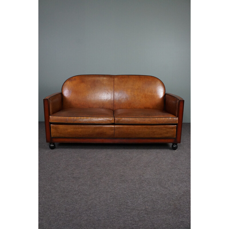 Vintage Art Deco sheep leather sofa