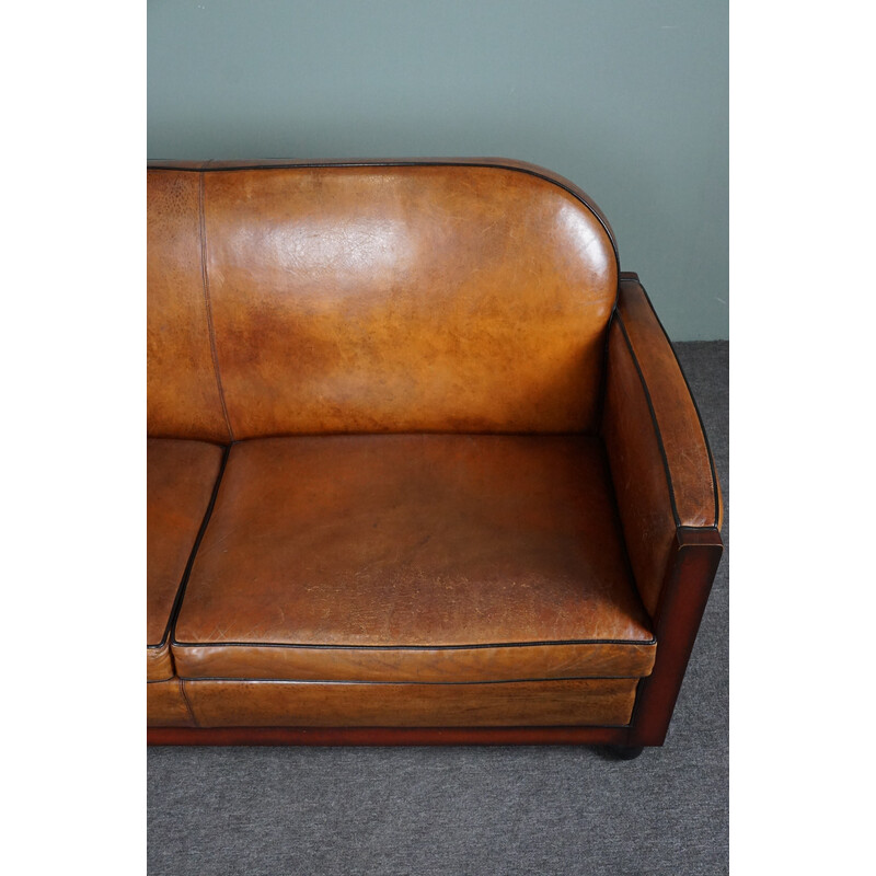 Vintage Art Deco sheep leather sofa