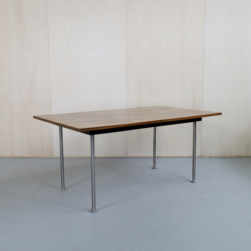 Vintage extendable dining table in teak and metal by Alfred Hendrickx for Belform, 1960s