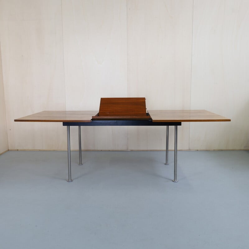 Mesa de comedor extensible vintage en teca y metal de Alfred Hendrickx para Belform, años 60