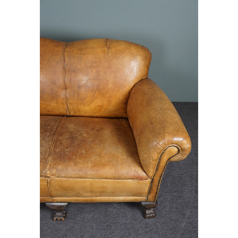 Vintage sheep leather 3 seater sofa