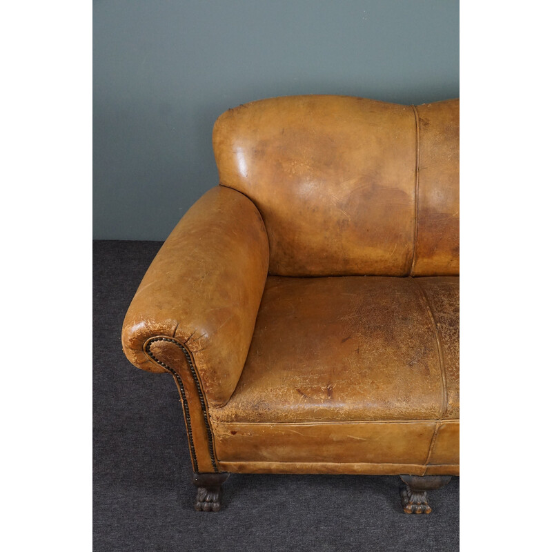 Vintage sheep leather 3 seater sofa