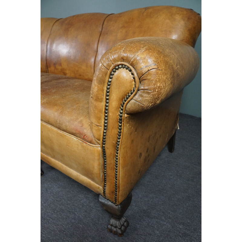 Vintage sheep leather 3 seater sofa