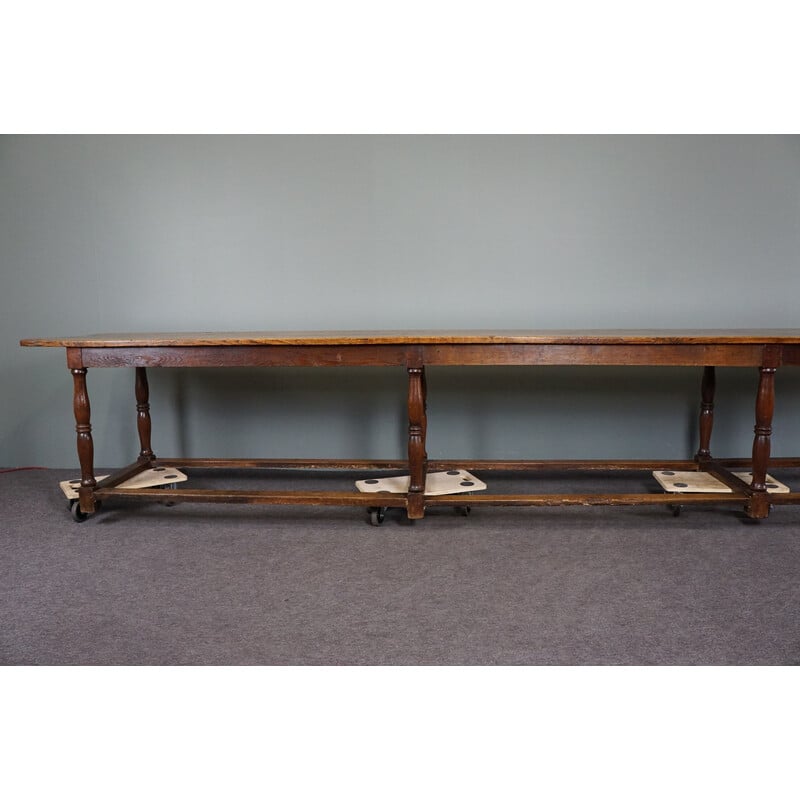 Mesa de comedor inglesa de madera de roble de mediados de siglo