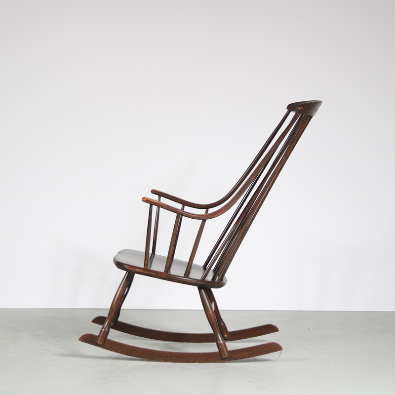 Chaise à bascule vintage par Lena Larsen pour Nesto, Suède 1960