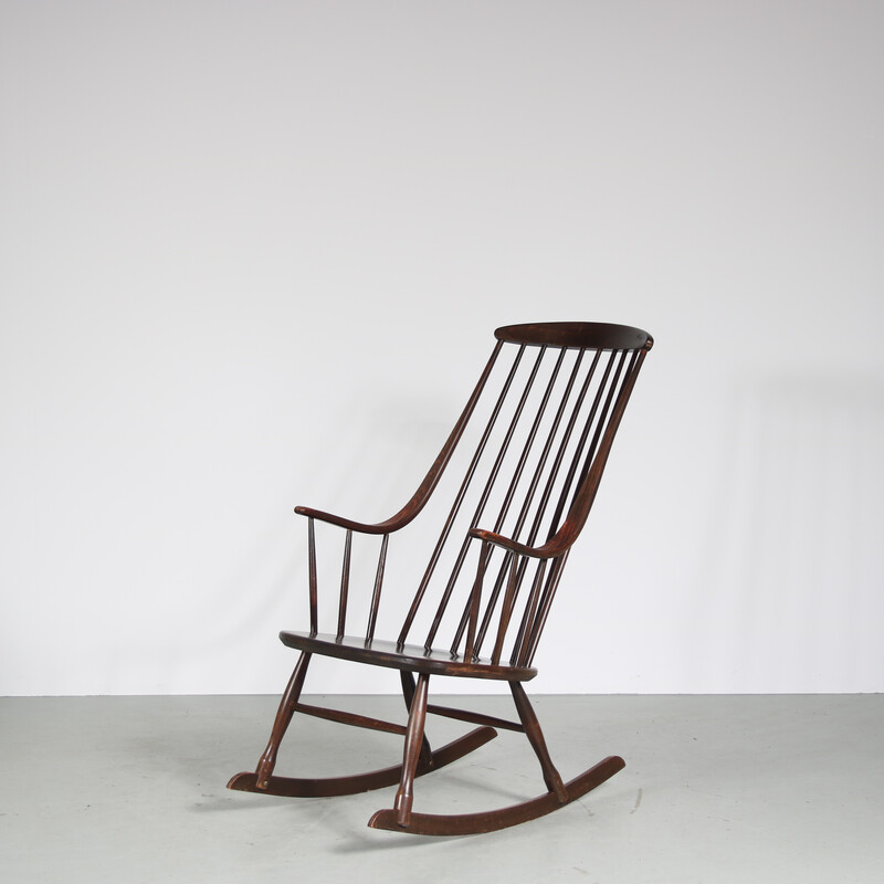 Chaise à bascule vintage par Lena Larsen pour Nesto, Suède 1960