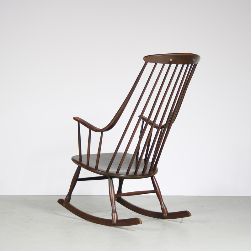 Chaise à bascule vintage par Lena Larsen pour Nesto, Suède 1960