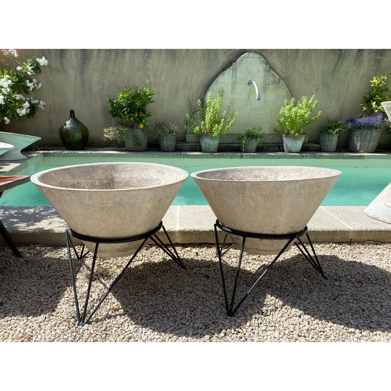 Pair of vintage cement planters, 1960