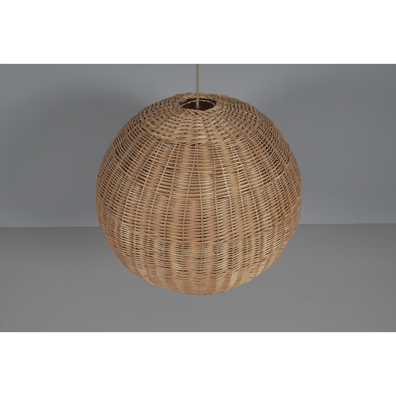 Vintage rattan globe pendant lamp, 1960s