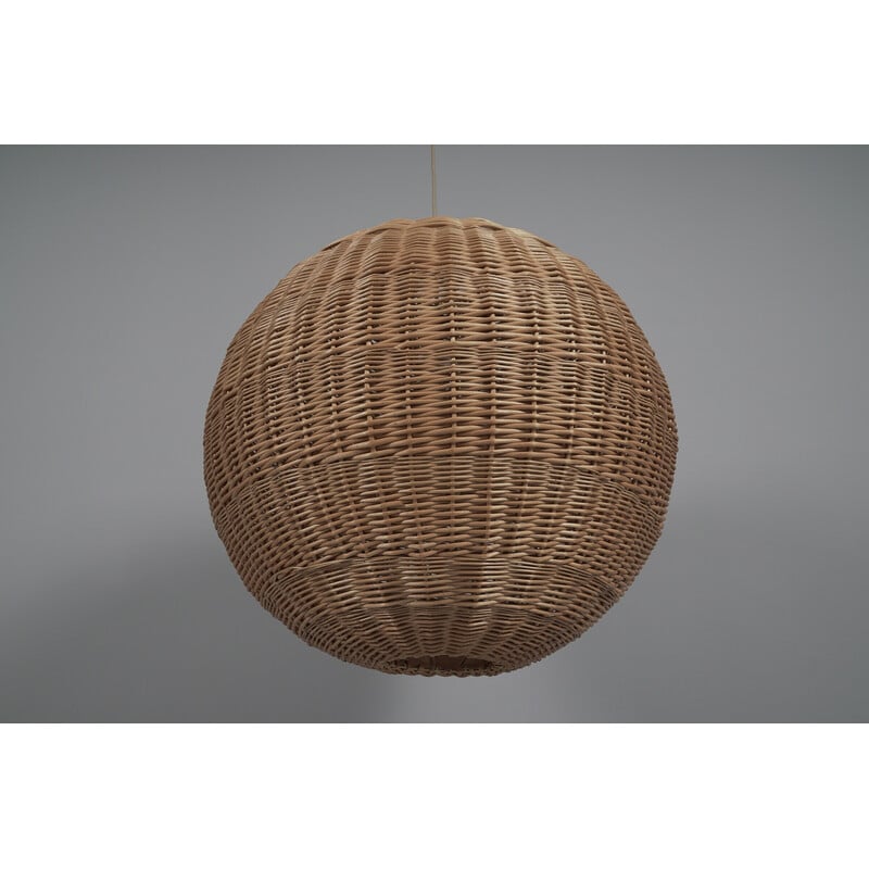 Vintage rattan globe pendant lamp, 1960s