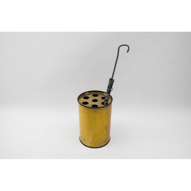 Mid-century handmade umbrella stand in gilded metal, 1960s