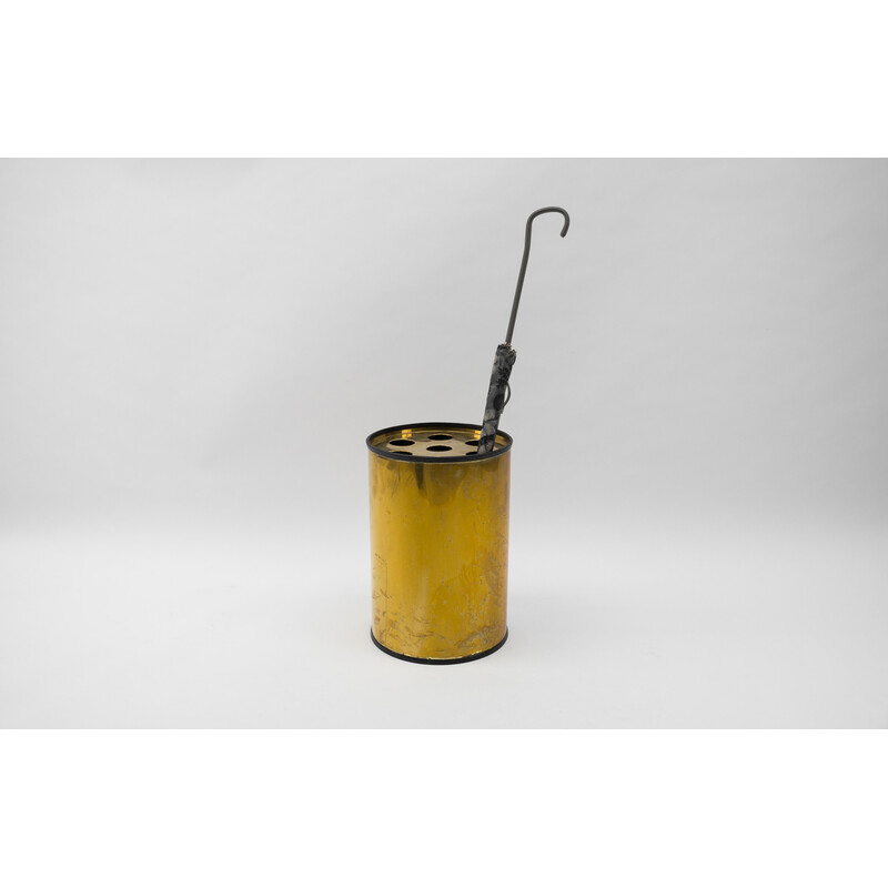 Mid-century handmade umbrella stand in gilded metal, 1960s