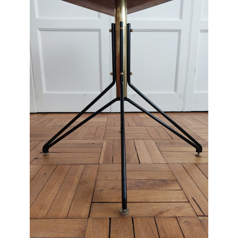 Vintage wood and brass side table, Italy 1960