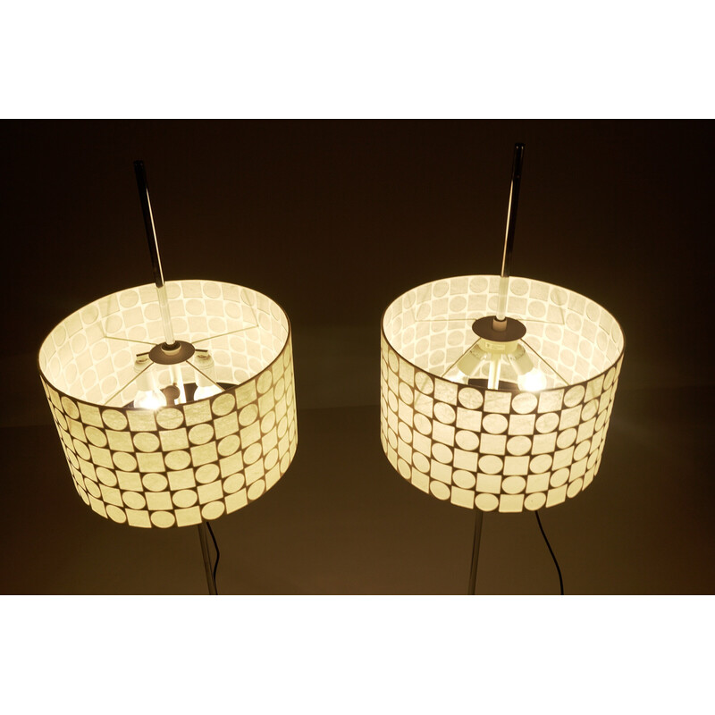 Paire de lampadaires Cocoon géométriques vintage réglables en hauteur par Goldkant, Allemagne 1960