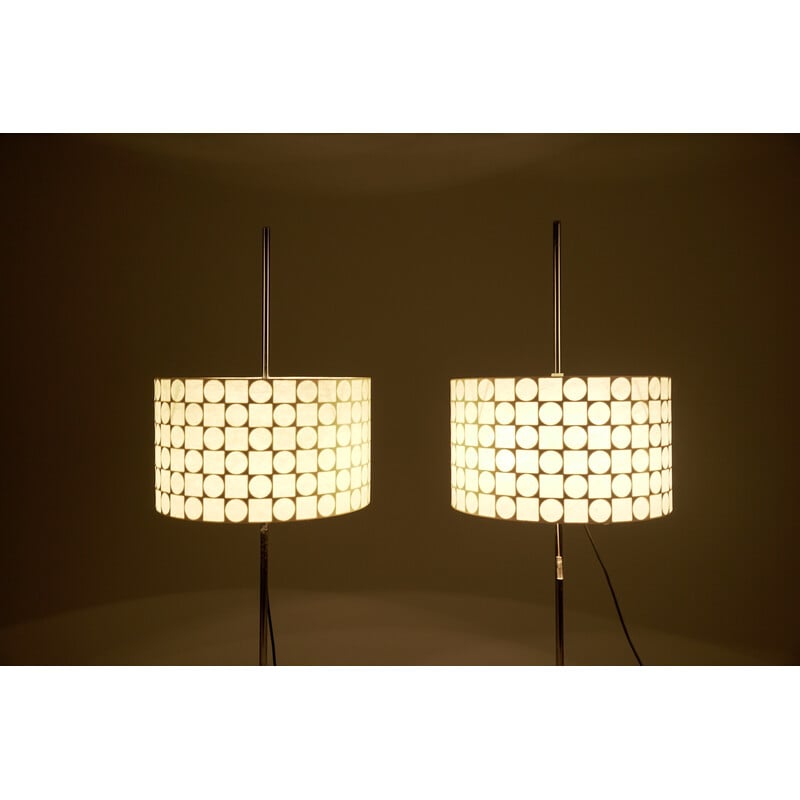 Pair of vintage geometric height-adjustable Cocoon floor lamps by Goldkant, Germany 1960s