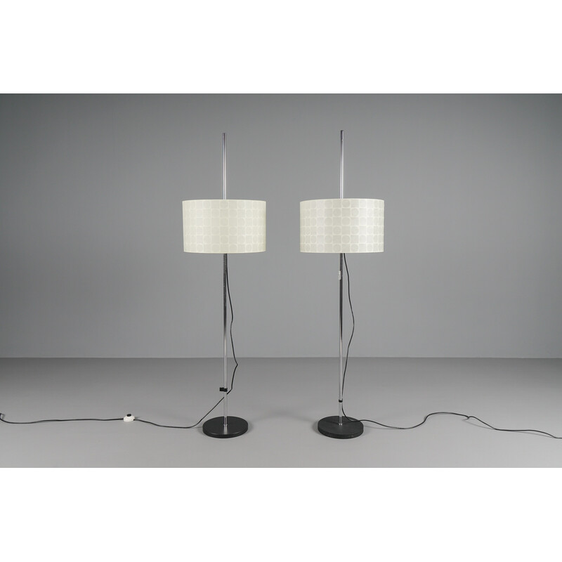 Pair of vintage geometric height-adjustable Cocoon floor lamps by Goldkant, Germany 1960s